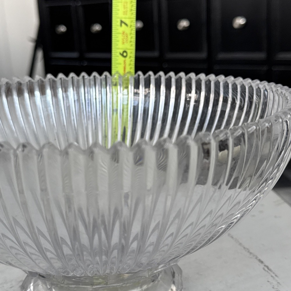 Mikasa Crystal Diamond Fire Ribbed 10" Footed Serving Bowl Vintage 1980's Japan - Picture 5 of 7